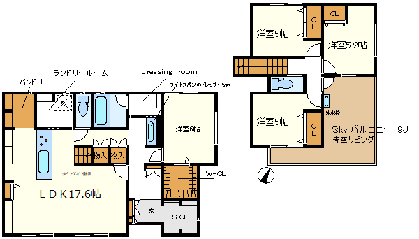 オール電化　脱衣所に室内物干し付