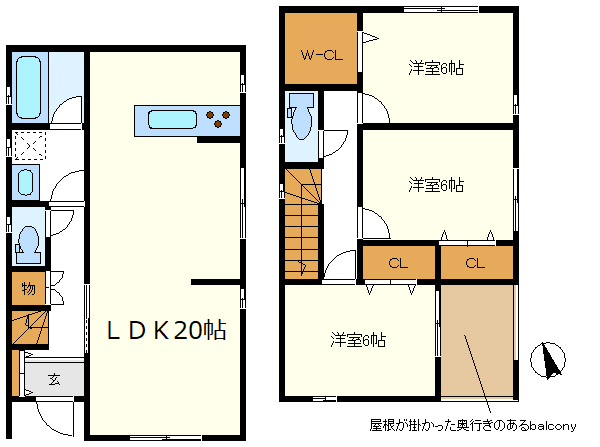 ４号棟　屋根の掛かった奥行のあるバルコニー