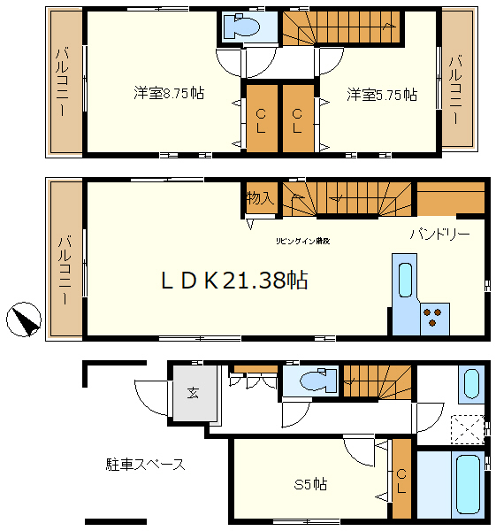３号棟　料理が捗るＬ型キッチンとパンドリー