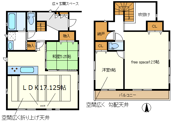２号棟　玄関吹抜を利用したカスタマイズもどうぞ費用別途