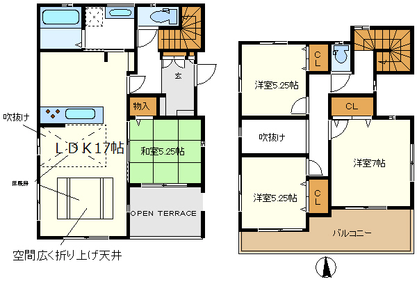 ３号棟　おしゃれな洗面とＳ－ＩＣＬ　リビング吹抜に広めの土間をご用意しました