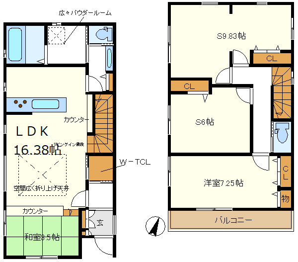 ５号棟　カウンター付の和室です　お子様の勉強や遊び部屋　テレワークにもどうぞ
