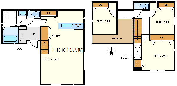 ２号棟　Ｌ型バルコニー
