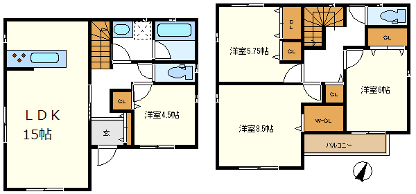 １号棟　プライベート重視設計　全室リビングと接していません