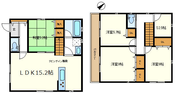 ５号棟　Ｓ２．５Ｊとワイドなバルコニー