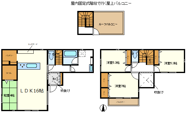 ２号棟　玄関吹抜の開放感　Ｊ－ＲｏｏｍにＷ－ＣＬやキッチン横に大きなパンドリー