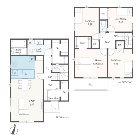 ２号棟　広々パウダールーム、Ｓ－ＩＣＬ、大きなFamilyＣＬ付