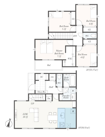 ４号棟　広々Ｓ－ＩＣＬ、Ｗ－ＣＬ付