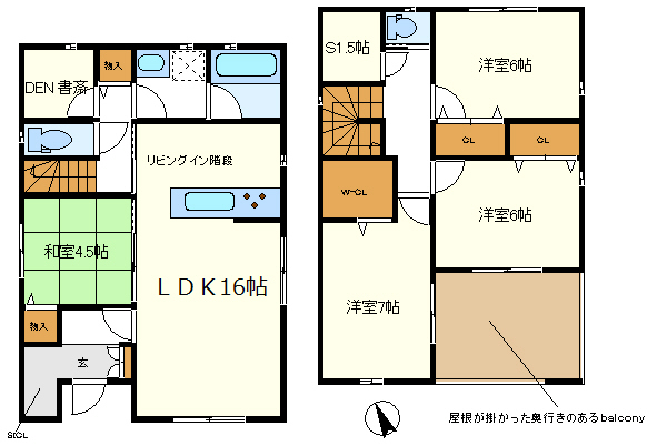 ２号棟　２階洋室６Ｊ以上とＷ－ＣＬ