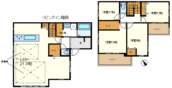 ２Ｆ　８．９ＪはＷ－ＣＬスペース含みます