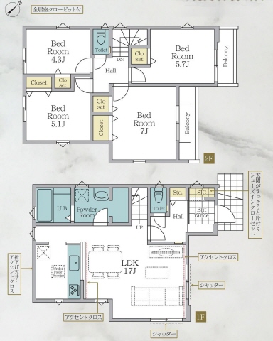 ３号棟　１部アクセントクロス仕様　Ｓ－ＩＣＬ付