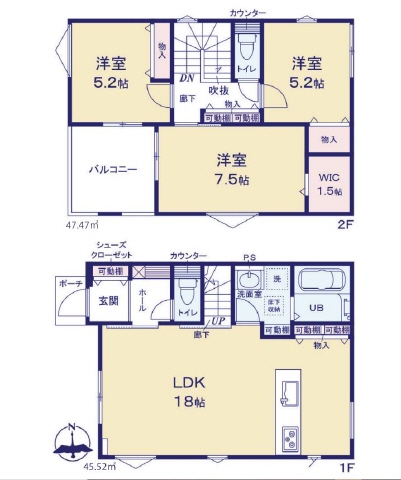 奥行きのある屋根が掛かったバルコニー