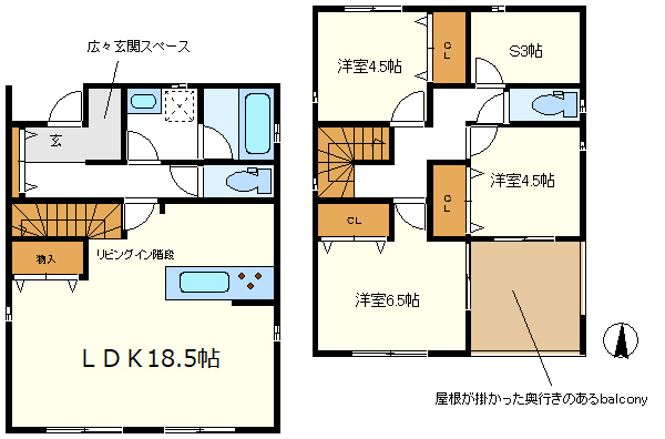 ４号棟　奥行きのある屋根が掛かったバルコニー