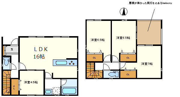 ５号棟　奥行きのある屋根が掛かったバルコニー