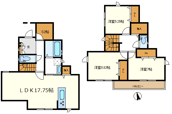 １号棟　１.２階に納戸ありますのでお掃除道具やお出掛けグッズなどにどうぞ