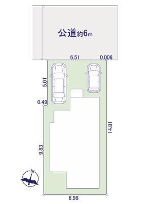 日当たり確保の北側道路
